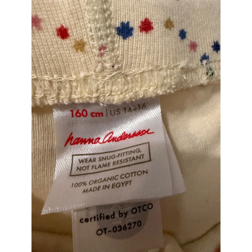 Hanna Andersson Pajama Set Kids 14-16 Organic Cotton Star Wave Cream Multi 2pc